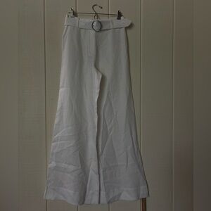 Reformation Ace Linen Wide-Leg Pants in White Size 6 NWT